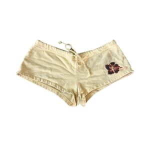 Roxy Cream Athletic Shorts with Floral Design